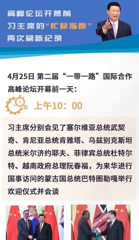 高峰論壇開幕前，習主席的“忙碌指數”再次刷新紀錄